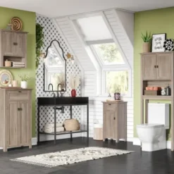 Bathroom Furniture-Kirkland's Home Natural Wood Single Door Cabinet Tan