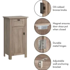 Bathroom Furniture-Kirkland's Home Natural Wood Single Door Cabinet Tan