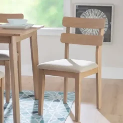 Dining Chairs-Kirkland's Home Natural Wood Slatted Back Dining Chairs, Set Of 2 Gray