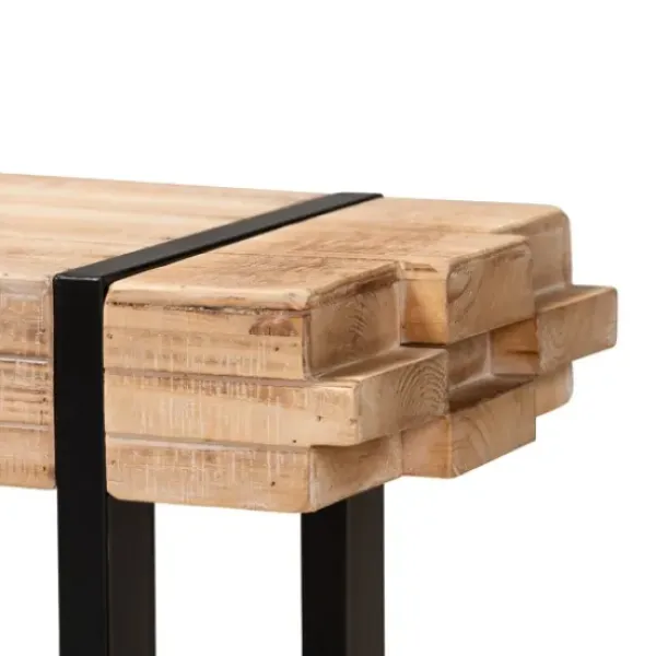 Benches & Ottomans-Kirkland's Home Natural Wood Stack Industrial Bench