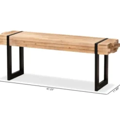 Benches & Ottomans-Kirkland's Home Natural Wood Stack Industrial Bench