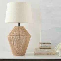 Table Lamps-Kirkland's Home Natural Woven Jute Urn Table Lamp Tan