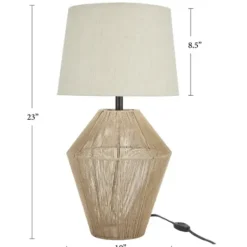 Table Lamps-Kirkland's Home Natural Woven Jute Urn Table Lamp Tan