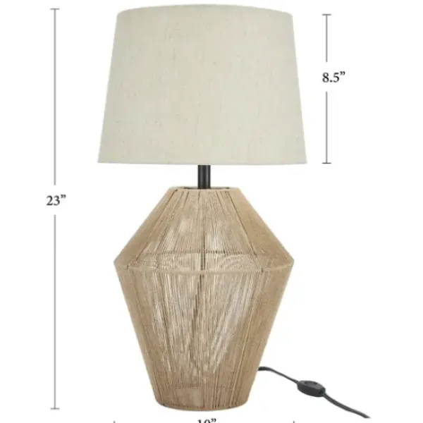 Table Lamps-Kirkland's Home Natural Woven Jute Urn Table Lamp Tan