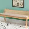 Entryway Furniture-Kirkland's Home Natural Woven Rat Back Minimalist Bench Tan