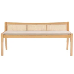 Entryway Furniture-Kirkland's Home Natural Woven Rat Back Minimalist Bench Tan