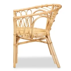 Dining Chairs-Kirkland's Home Natural Woven Rat Curved Back Dining Chair Tan