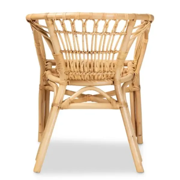 Dining Chairs-Kirkland's Home Natural Woven Rat Curved Back Dining Chair Tan