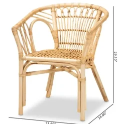 Dining Chairs-Kirkland's Home Natural Woven Rat Curved Back Dining Chair Tan