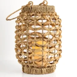 Lanterns-Kirkland's Home Natural Woven Rat Led Lantern, 13 In. Tan