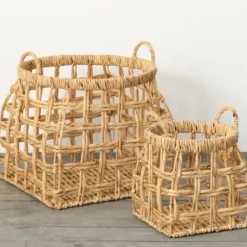 Baskets & Boxes-Kirkland's Home Natural Woven Water Hyacinth Baskets, Set Of 2 Tan
