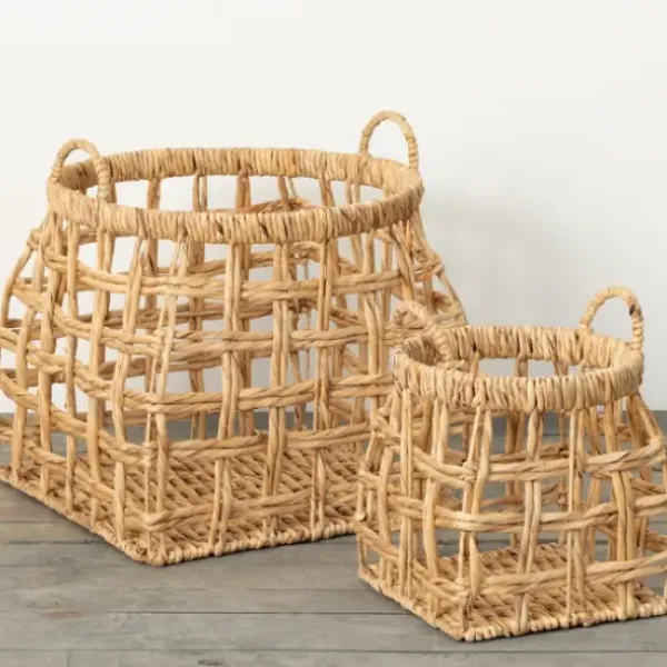 Baskets & Boxes-Kirkland's Home Natural Woven Water Hyacinth Baskets, Set Of 2 Tan
