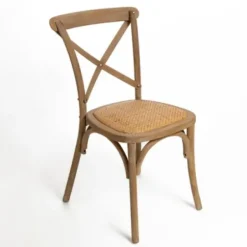 Dining Chairs-Kirkland's Home Natural X Frame Cane Seat Dining Chair Brown