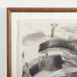 Framed Art-Kirkland's Home Navy And Gold Streaks Framed Art Print White/Blue/Gold