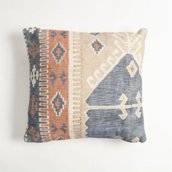 Pillows-Kirkland's Home Navy And Rust Vintage Bahiti Throw Pillow Blue/Ivory/Orange
