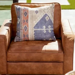 Pillows-Kirkland's Home Navy And Rust Vintage Bahiti Throw Pillow Blue/Ivory/Orange