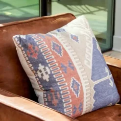 Pillows-Kirkland's Home Navy And Rust Vintage Bahiti Throw Pillow Blue/Ivory/Orange