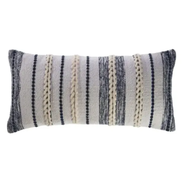 Pillows-Kirkland's Home Navy And White Braided Accent Pillow Blue