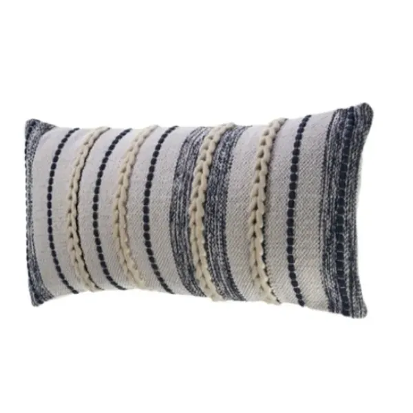 Pillows-Kirkland's Home Navy And White Braided Accent Pillow Blue