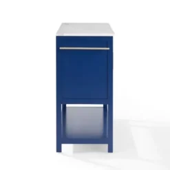 Kitchen Islands & Bar Carts-Kirkland's Home Navy And White Marble Top Kitchen Island Blue