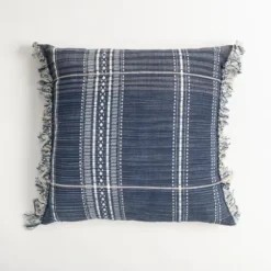 Pillows-Kirkland's Home Navy And White Plaid Reversible Throw Pillow Blue/White