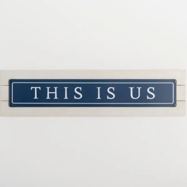 Wall Quotes & Signs-Kirkland's Home Navy And White This Is Us Wall Plaque Blue/White