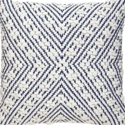 Pillows-Kirkland's Home Navy And White Woven Maze Pillow Blue/White