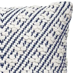 Pillows-Kirkland's Home Navy And White Woven Maze Pillow Blue/White