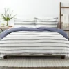 Duvets-Kirkland's Home Navy Blue Echo Stripe 3-Pc. King Duvet Cover Set White/Black/Blue