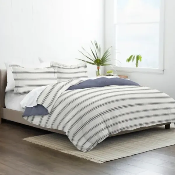 Duvets-Kirkland's Home Navy Blue Echo Stripe 3-Pc. King Duvet Cover Set White/Black/Blue