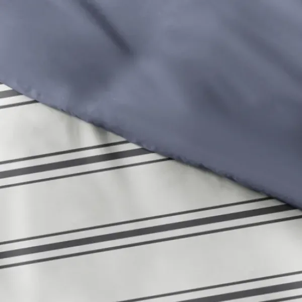 Duvets-Kirkland's Home Navy Blue Echo Stripe 3-Pc. King Duvet Cover Set White/Black/Blue