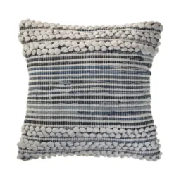 Pillows-Kirkland's Home Navy Bold Textured Pillow Blue/Ivory