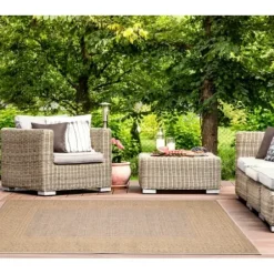 Outdoor Rugs-Kirkland's Home Navy Bordered Indoor/Outdoor Accent Rug, 2X4 Blue