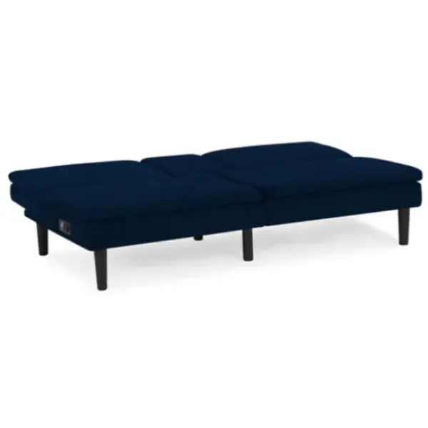 Sofas & Loveseats-Kirkland's Home Navy Console Usb Port Convertible Sofa Blue