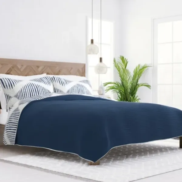 Quilts-Kirkland's Home Navy Diamond Line Reversible 2-Pc. Twin Quilt Set Blue/White