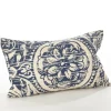 Pillows-Kirkland's Home Navy Distressed Floral Lumbar Throw Pillow Blue/White