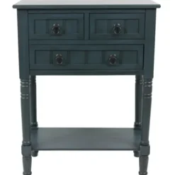 Console Tables-Kirkland's Home Navy 3-Drawer Console Table Blue