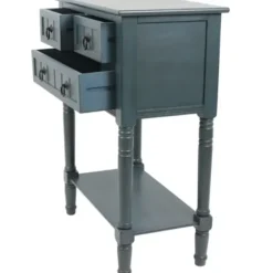 Console Tables-Kirkland's Home Navy 3-Drawer Console Table Blue