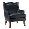Accent Chairs-Kirkland's Home Navy Faux Leather Wingback Accent Chair Blue