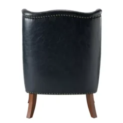 Accent Chairs-Kirkland's Home Navy Faux Leather Wingback Accent Chair Blue