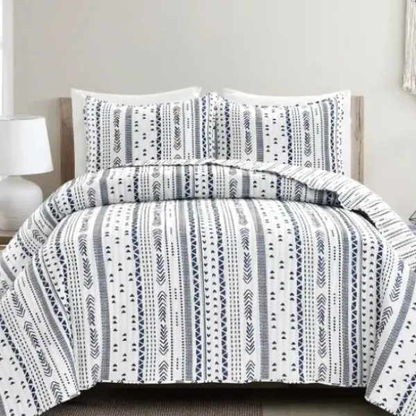Quilts-Kirkland's Home Navy Geometric Full/Queen Reversible Quilt Set Blue/White