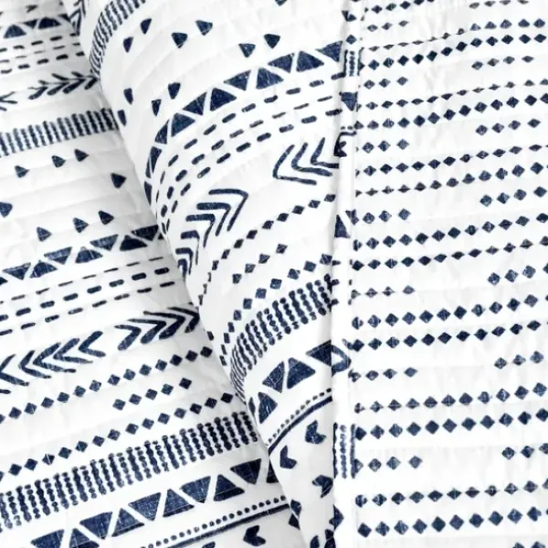 Quilts-Kirkland's Home Navy Geometric Full/Queen Reversible Quilt Set Blue/White