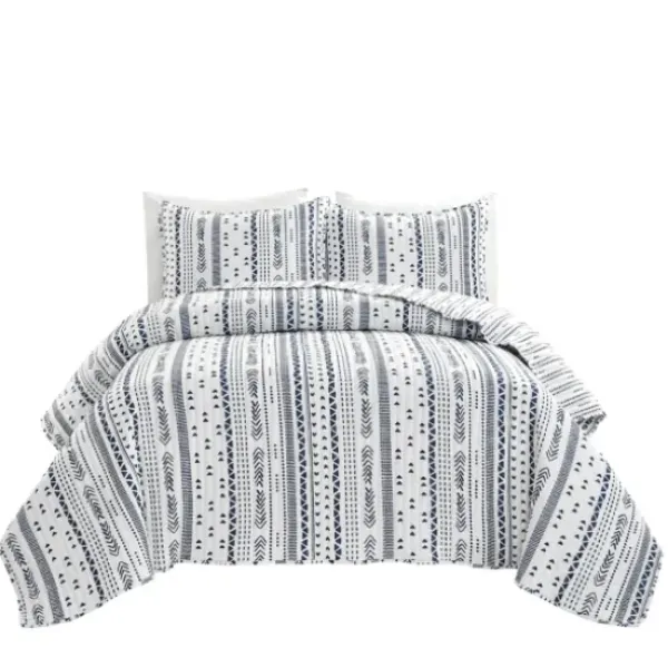 Quilts-Kirkland's Home Navy Geometric Full/Queen Reversible Quilt Set Blue/White