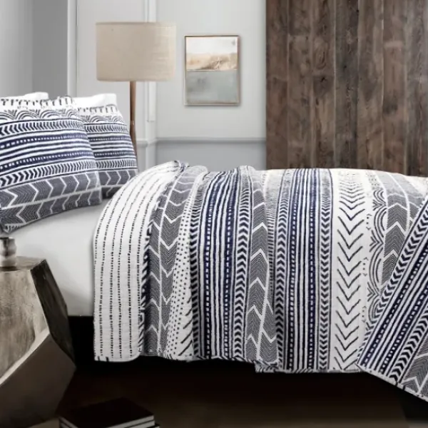 Quilts-Kirkland's Home Navy Geometric 3-Pc. King Quilt Set Blue/White