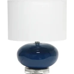 Table Lamps-Kirkland's Home Navy Glass Short Oval Table Lamp Blue