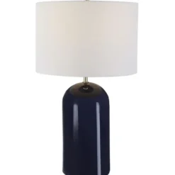 Table Lamps-Kirkland's Home Navy Glazed Ceramic Table Lamp White