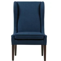 Dining Chairs-Kirkland's Home Navy High Wingback Nailhead Trim Dining Chair Blue