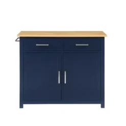 Kitchen Islands & Bar Carts-Kirkland's Home Navy Industrial Kitchen Cart Blue