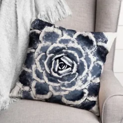 Pillows-Kirkland's Home Navy Large Succulent Pillow Blue