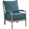 Accent Chairs-Kirkland's Home Navy Liam Turned Leg Accent Chair Blue